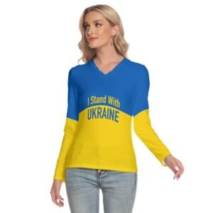 I Stand With Ukraine-Women’s V-Neck Long Sleeves T-Shirt