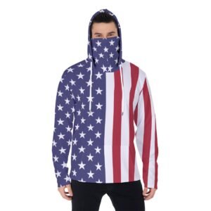 USA Flag-Men’s Pullover Hoodie With Mask