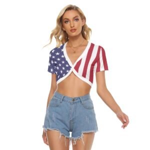 USA Flag-Women’s Knotted Crop Top