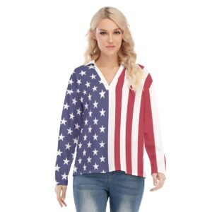 USA Flag-Women’s Shirt Collar Blouse Jersey