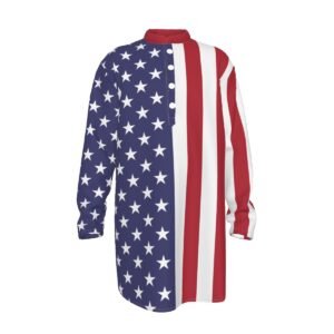 USA Flag-Men’s Stand-up Collar Long Shirt