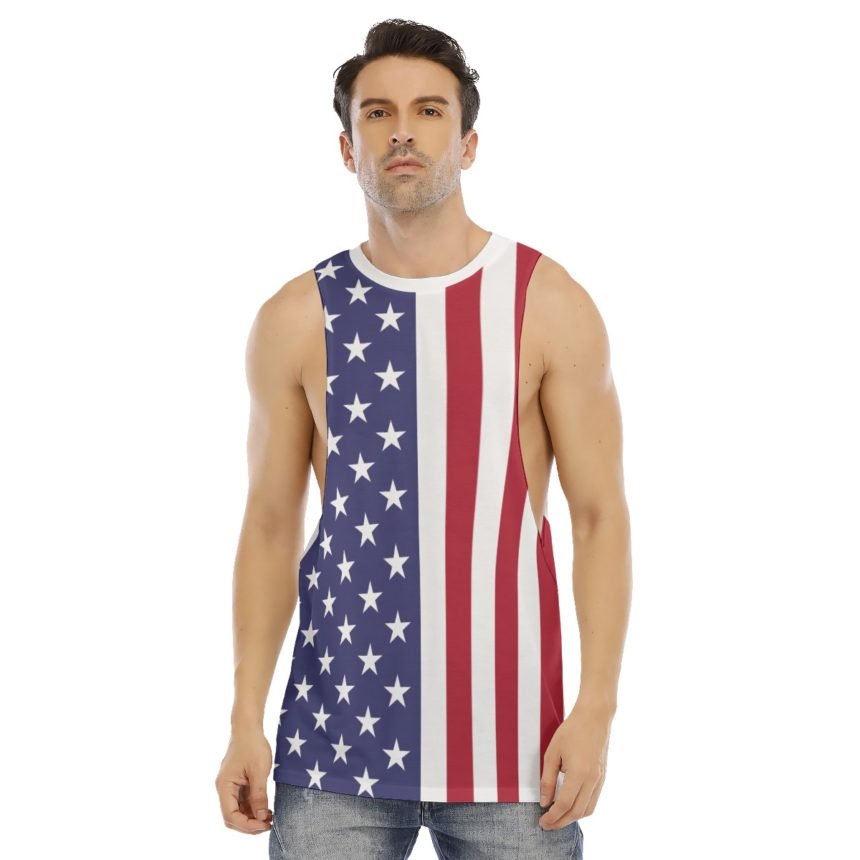 USA Flag-Men's Sleeveless V-neck Tank Top - Milda Co