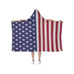 USA Flag-Hooded blanket With Soft Fleece Lining